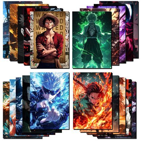 Haivan Set of 20 Mix Anime Wall Posters | One Piece, Naruto, Demon ...