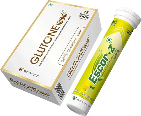 Buy GLUTONE 1000 & ESCOR-Z LIME & LEMON FLAVOR EFFERVESCENT TABLETS ...