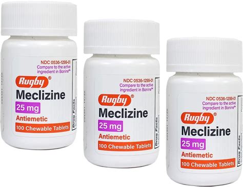 Amazon.com: Meclizine HCL 25 mg genérico para tabletas masticables Bonine, 100 unidades (paquete ...