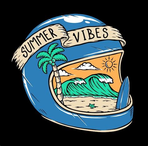 Ausflug zum Strand mit der Motorradillustration | Premium Vektor