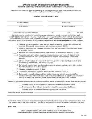 SC Official Waiver of Minimum Treatment Standards for the Control of ...