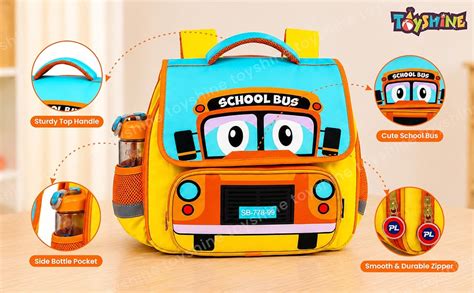 Toyshine Cute School Bus Design Rectangular Shape Bagpack for Preschool ...