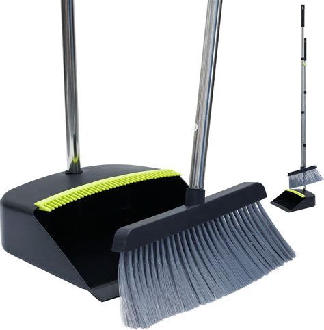 Long Handled Dustpan and Brush Set, Sweeping Brush and Dustpan Set with ...