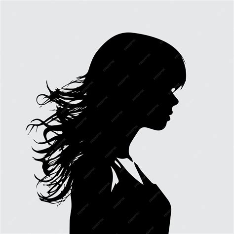 Premium Vector | Vector girl side view silhouette black and white ...