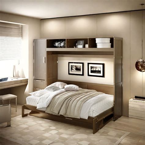 Red Barrel Studio® Full Size Murphy Bed With Desk, Soild Wood Frame ...