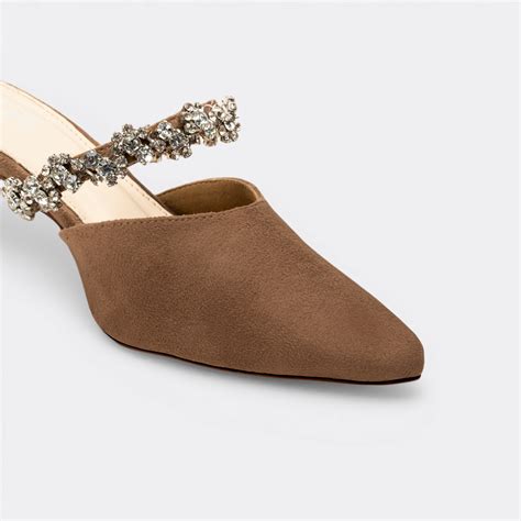 CHLLEN Cocoa Crystal Strap Pointed Mule Heels – Chllen