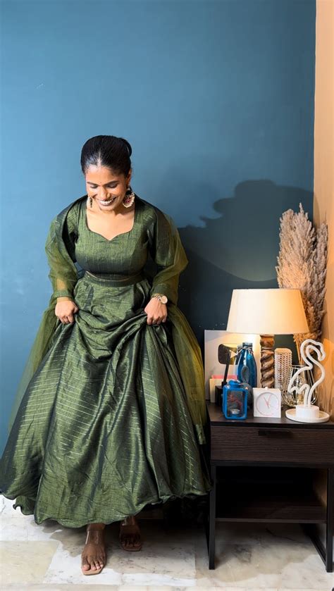 Mehendi Green 3 Piece Lehenga Set – Navya Dachepally