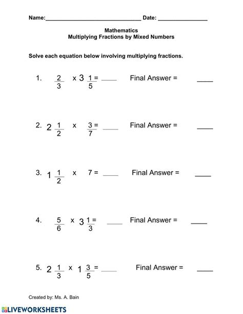 Image result for Multiply Mixed Fractions Worksheet