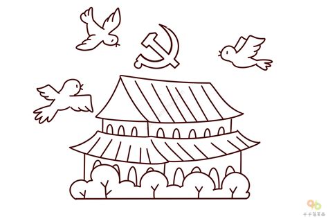 建党100年简单幼儿园简笔画幼儿绘画建党100年图片大全