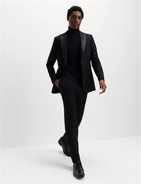 Buy Slim Fit Stretch Tuxedo Trousers at Marks & Spencer