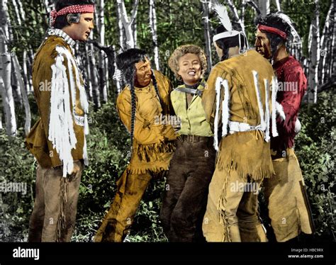 CATTLE QUEEN OF MONTANA, Lance Fuller (left), Barbara Stanwyck (center ...