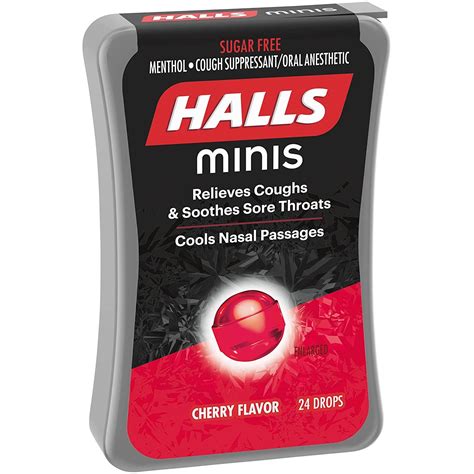 HALLS Minis Cherry Sugar Free Cough Drops - 8 Packs (192 Drops) | Buy ...