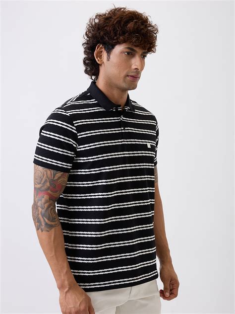 Spykar Black Slim Fit Casual T-Shirt For Men