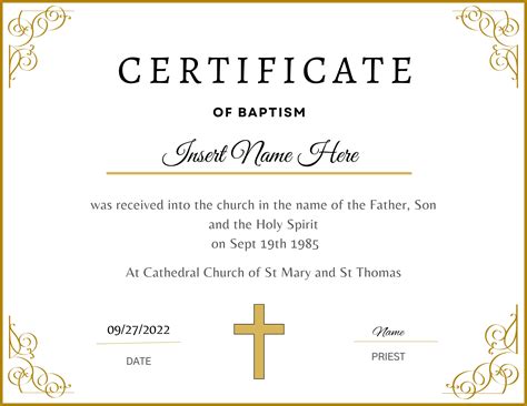 Free Printable Baptism Certificate Templates