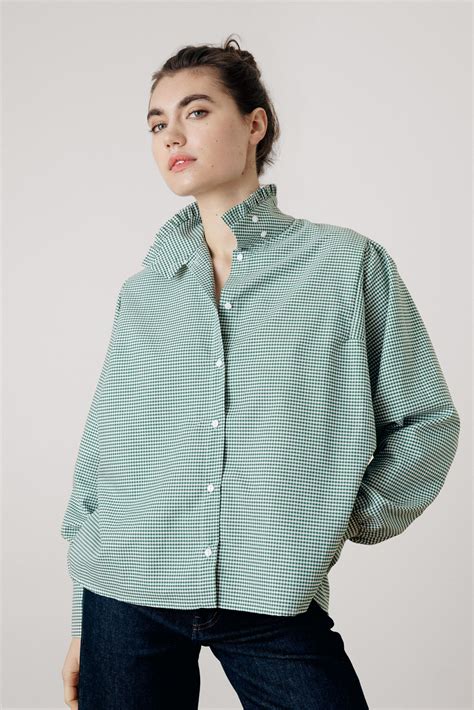 Romée women's green gingham shirt | Made in France