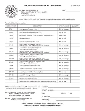 DPS Identification Supplies Order Form (PDF) - Dps Texas - Fill and ...