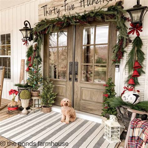 Farmhouse Front Porch Ideas Christmas Neutral Rustic Christmas Decor
