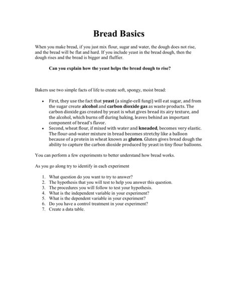 Image result for Example of Experiment of Bread