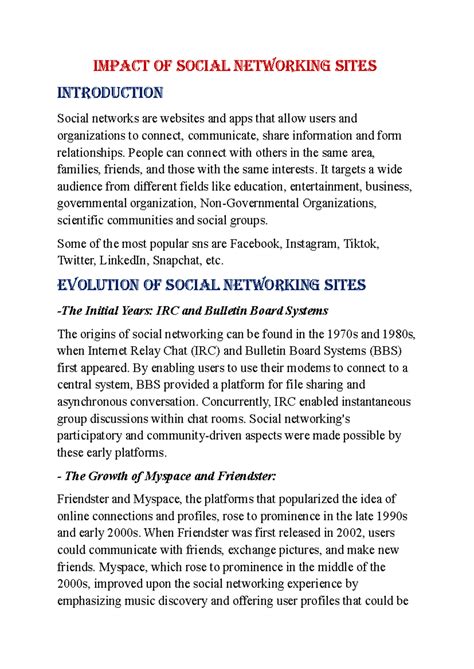 Impact of social networking sites - Impact of socIal networkIng sItes ...