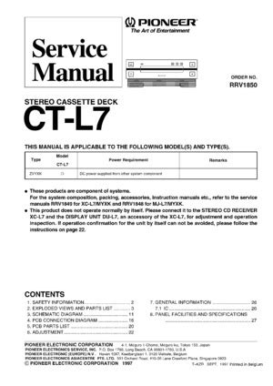 Pioneer CT-L7 Service Manual PDF Free Download