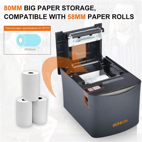 Buy FSXUOLIPI 80mm Direct Thermal Receipt Printer, Restaurant Kitchen ...