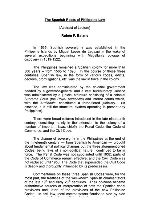 Spanish Roots of Ph Law - sss - ठ⃚ The Spanish Roots of Philippine Law ...