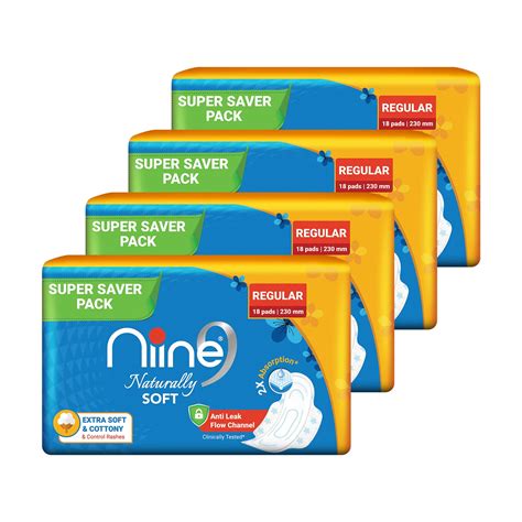 Buy NIINE Naturally Soft Regular Sanitary Napkins for women|230mm Long ...