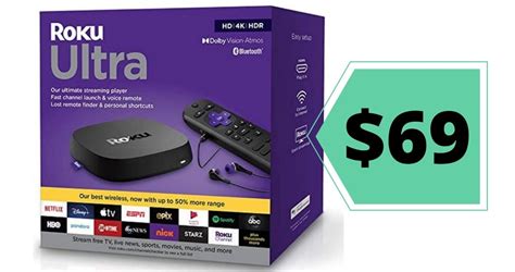 Roku Ultra HDR 4K UHD Streaming Media Player (2020 Model) for $69 ...