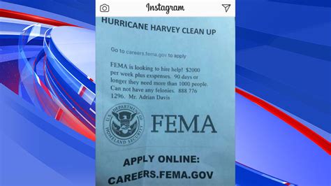 FEMA warns of social media job scam