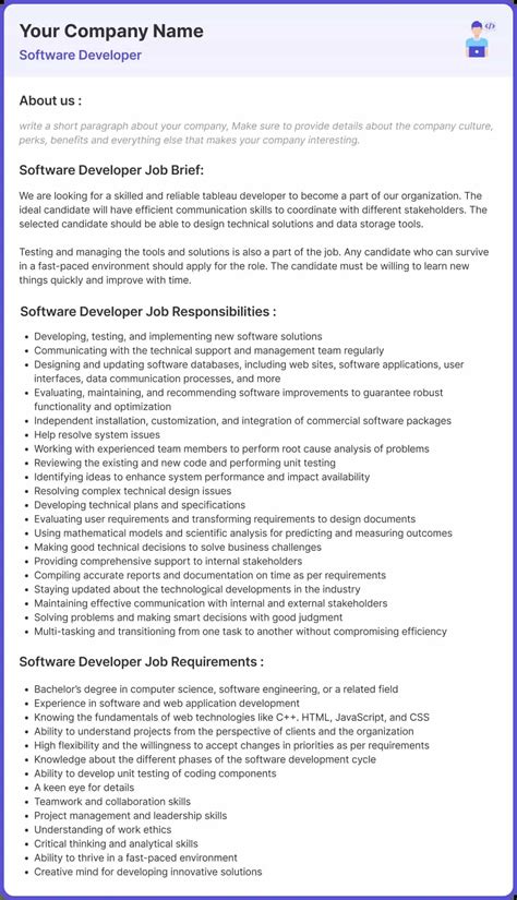 Image result for Software Developer Description