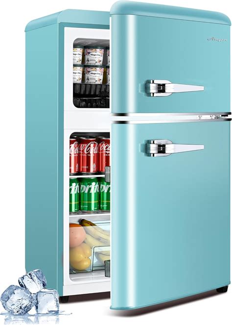 Amazon.com: Anypro 3.2 Cu.Ft Mini Fridge with Freezer, 2 Door Retro ...
