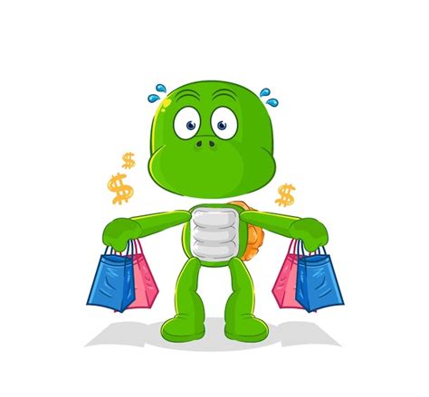 Schildkröte einkaufen Maskottchen Cartoon-Vektor | Premium Vektor