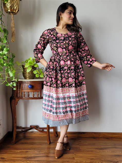 Hand Printed Cotton Dress – Allure Shopping