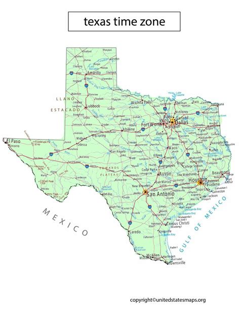 Texas Time Zone Map | Map of Texas Time Zones
