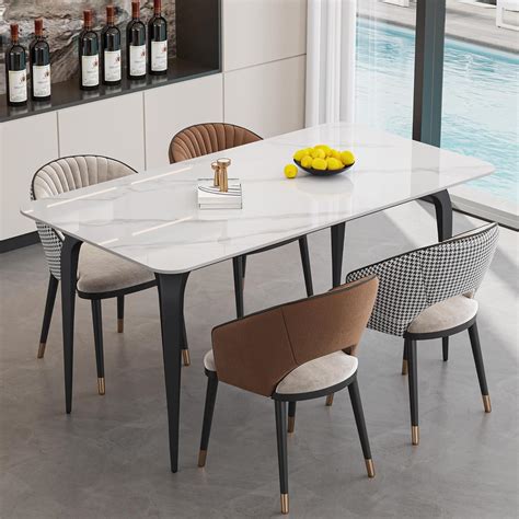 SSTBLEV Dining Table with Marble Sintered Stone Table Top India | Ubuy