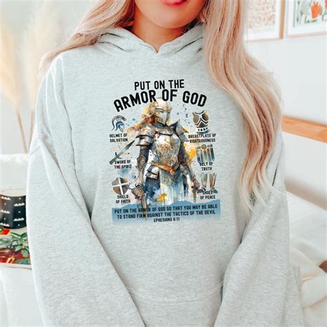 Armor of God Hoodie, Christian Hooded Sweatshirt for Woman, Ephesians ...