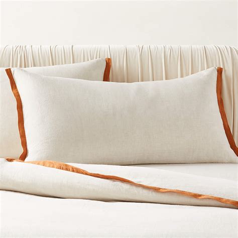 Border EUROPEAN FLAX-Certified Linen King Pillow Shams with Copper ...