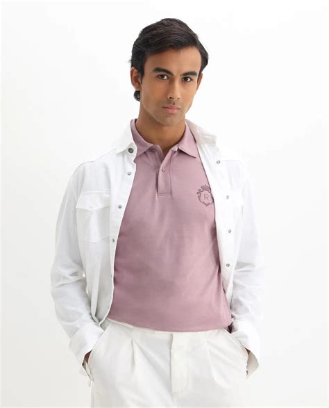 Rare Rabbit Men's Kace - Dusky Pink Cotton Plain Oversized Fit Half Sl