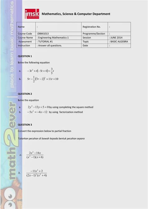 Algebra Tutorials 的图像结果