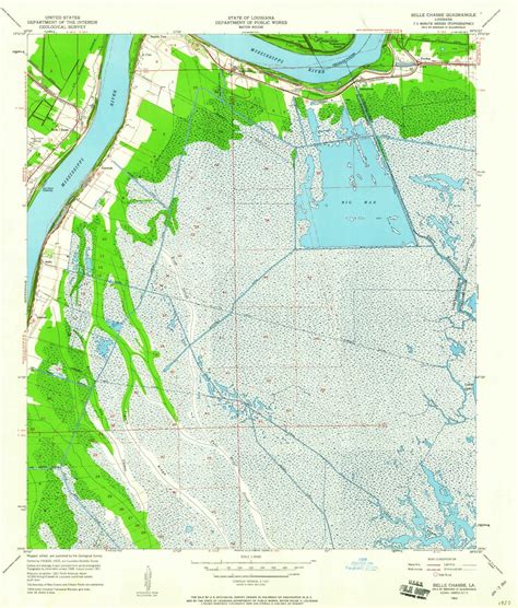 Classic USGS Belle Chasse Louisiana 7.5'x7.5' Topo Map – MyTopo Map Store