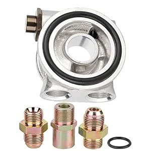 Oil Filter Adapter, AN10 Fittings Oil Cooler Sandwich Plate Thermostat ...