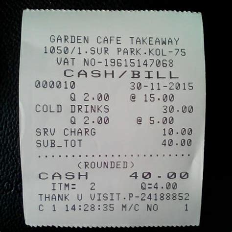 Menu at Garden Cafe Take Away, Kolkata