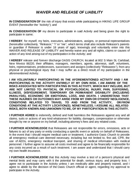 Fillable Online 30 Editable General Release of Liability Forms ...