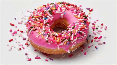 Premium Photo | Pink frosted donut with colorful sprinkles