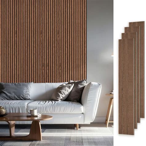 Easy4Home 4Pcs Wood Slat Acoustic Panels 94.5" x 12.6" Soundproof Wall ...