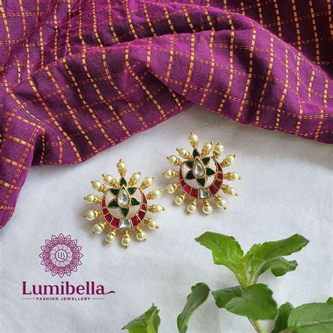 Buy Traditional Jadau Kempu Studs - Lumibella in India – LumibellaFashion