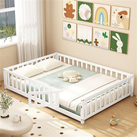 Giantex Full Size Floor Bed for Kids, Low Montessori Bed with Wood ...