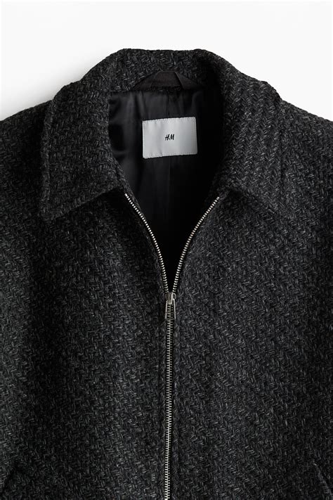 Regular Fit Tweed overshirt - Dark grey - Men | H&M IN