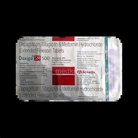 DAXIGA SM 500MG TABLET 10'S, Price, Composition & Generic Alternatives ...