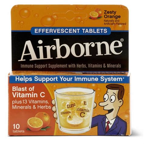 Airborne Vitamin C Effervescent Tablets Orange 10Ct